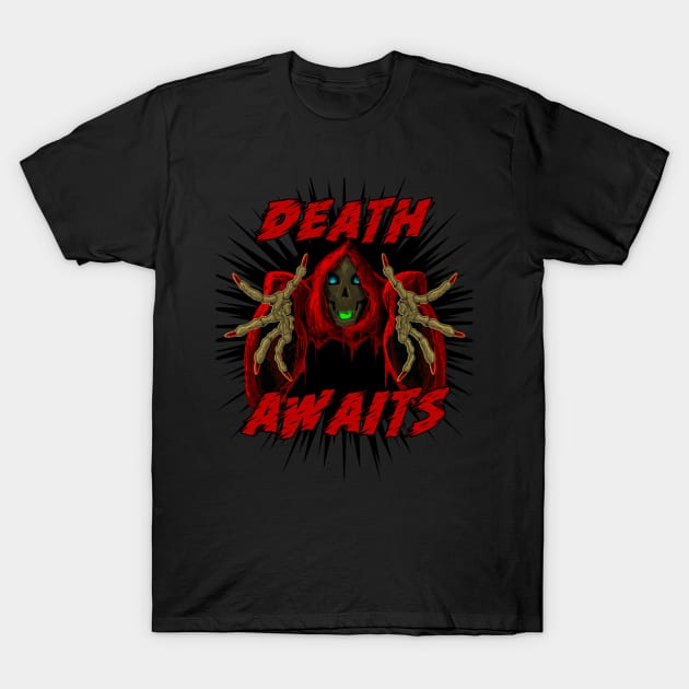 Death Awaits - Horror Unisex T-Shirt by CTJFDesigns